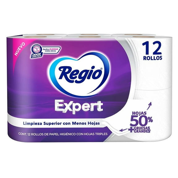 Papel higiénico Regio Expert con Hojas Triples 12 rollos