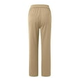 thumbnail image 5 of YFELWZ Womens Plus Size Casual High Waisted Straight Leg Button Pocket Pants Beige L, 5 of 5