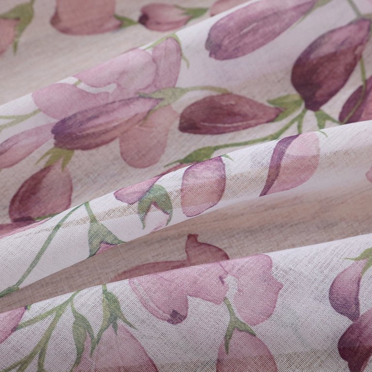 SYH_ Purple Floral Curtains Sheer Curtains for Living Room Curtains for  Bedroom Home Decoration Window Curtain Screening