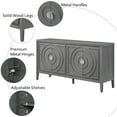 thumbnail image 3 of Storage Cabinet, Farmhouse Buffet Sideboard with Adjustable Shelves, Atumon Storage Cabinet with 4 Circular Groove Doors, Heavy Duty Cabinet Furniture for Living Room Kitchen Dining Room, Gray, 3 of 10