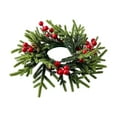 thumbnail image 2 of Christmas Candle Ring Garland with Red Berries & Eucalyptus | Winter Holiday Table Centerpiece | Hanging Decor for Kitchen Cabinet & Mantel | 1 Piece, 2 of 9