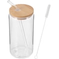 thumbnail image 4 of 1 Set Glass Cup Coffee Cup Drinking Cup Water Cup Clear Drinks Cup with Bamboo Lid and Straw, 4 of 8