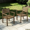 thumbnail image 2 of GZXS Acacia Wood Dining Chair Set of 2, Outdoor Weather-Resistant Patio Armchairs with Slatted Seat and Back, 350lbs Weight Capacity, Gray, 2 of 10