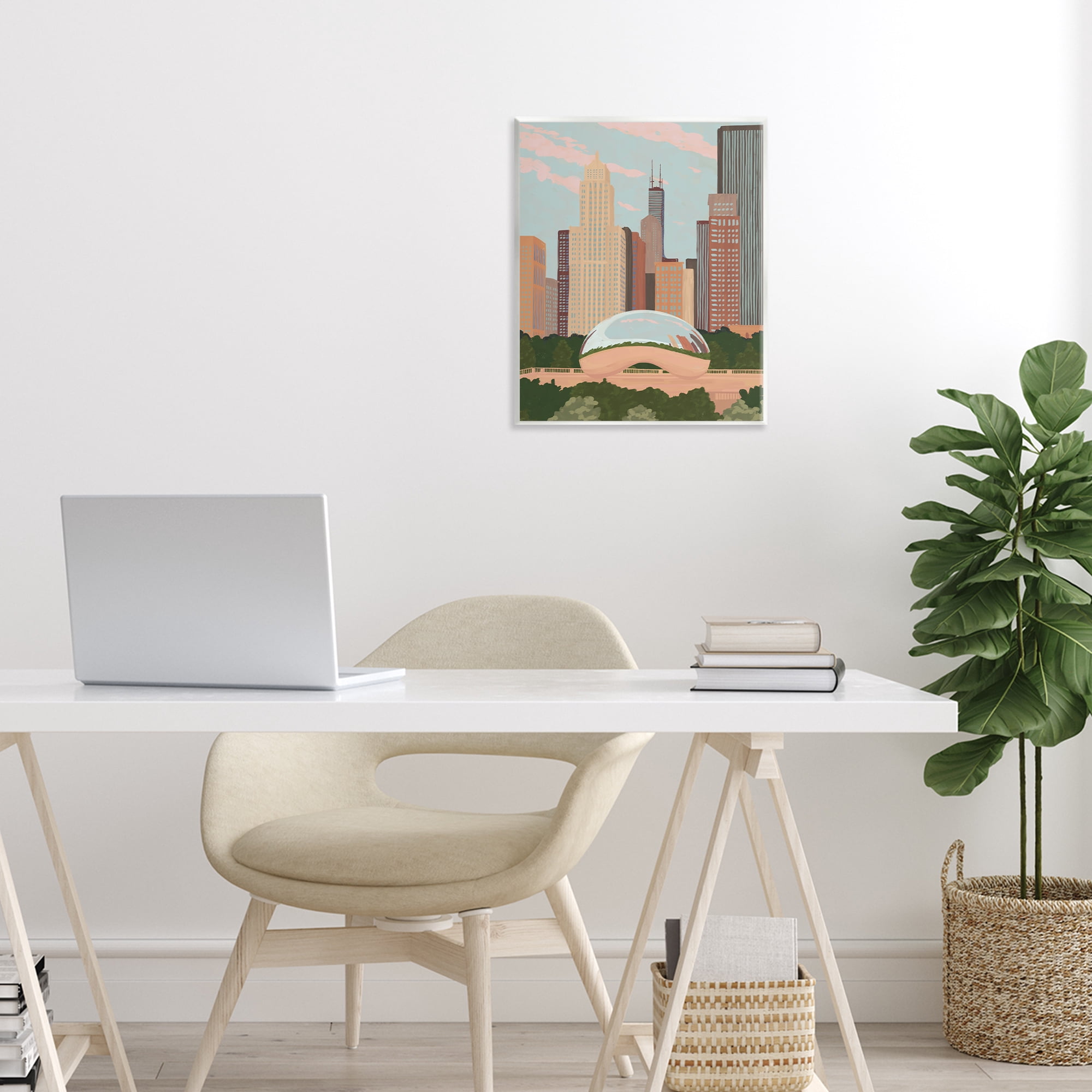 Stupell Industries Chicago Bean Cityscape Wall Plaque Art, design by Veronica Lara