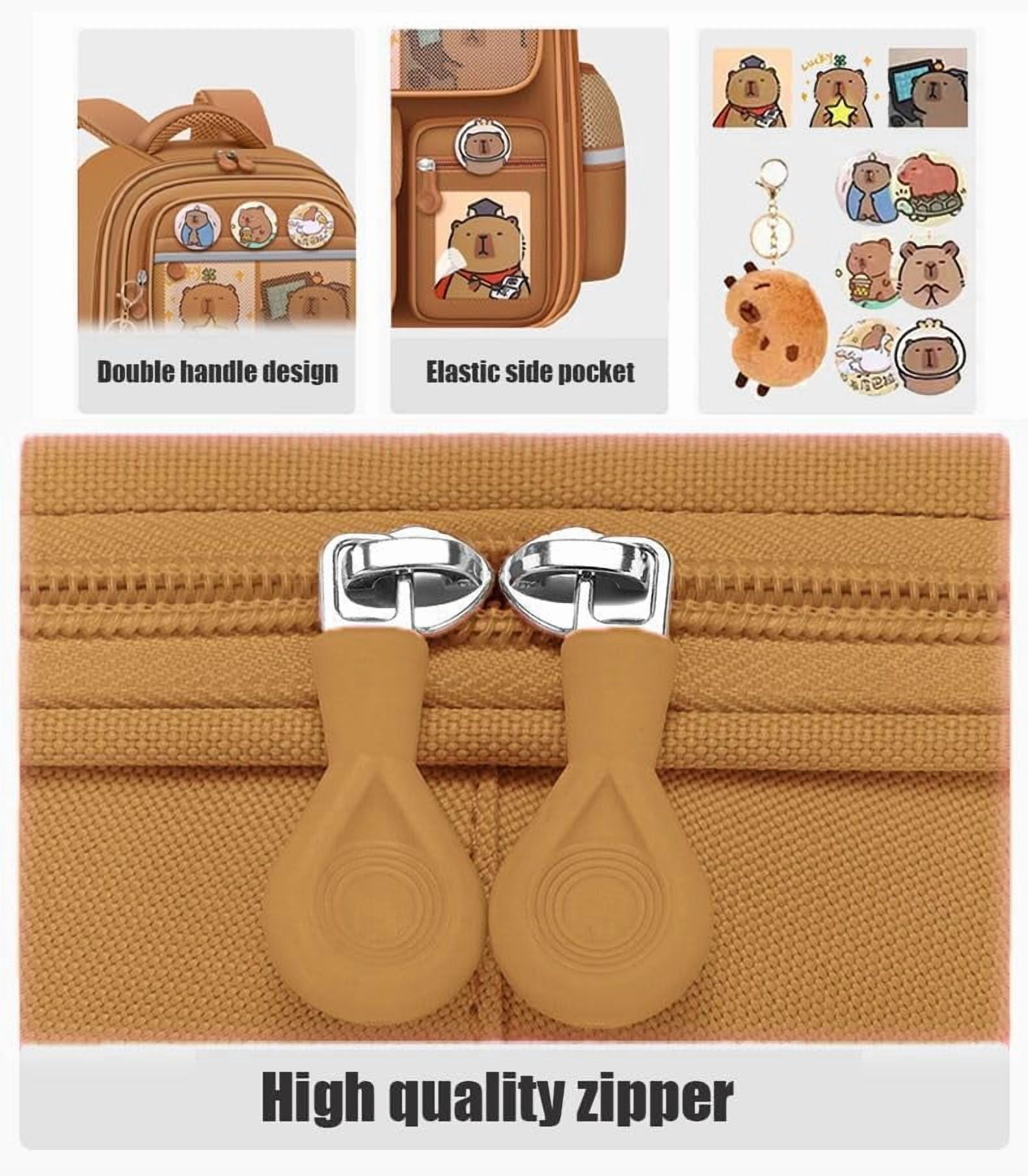 Capybara Backpack for Women and Men, Cute Cartoon Capybara Bag with Pins, Ita Bag Casual Travel Daypack, Kawaii Laptop Backpack for Daily Use