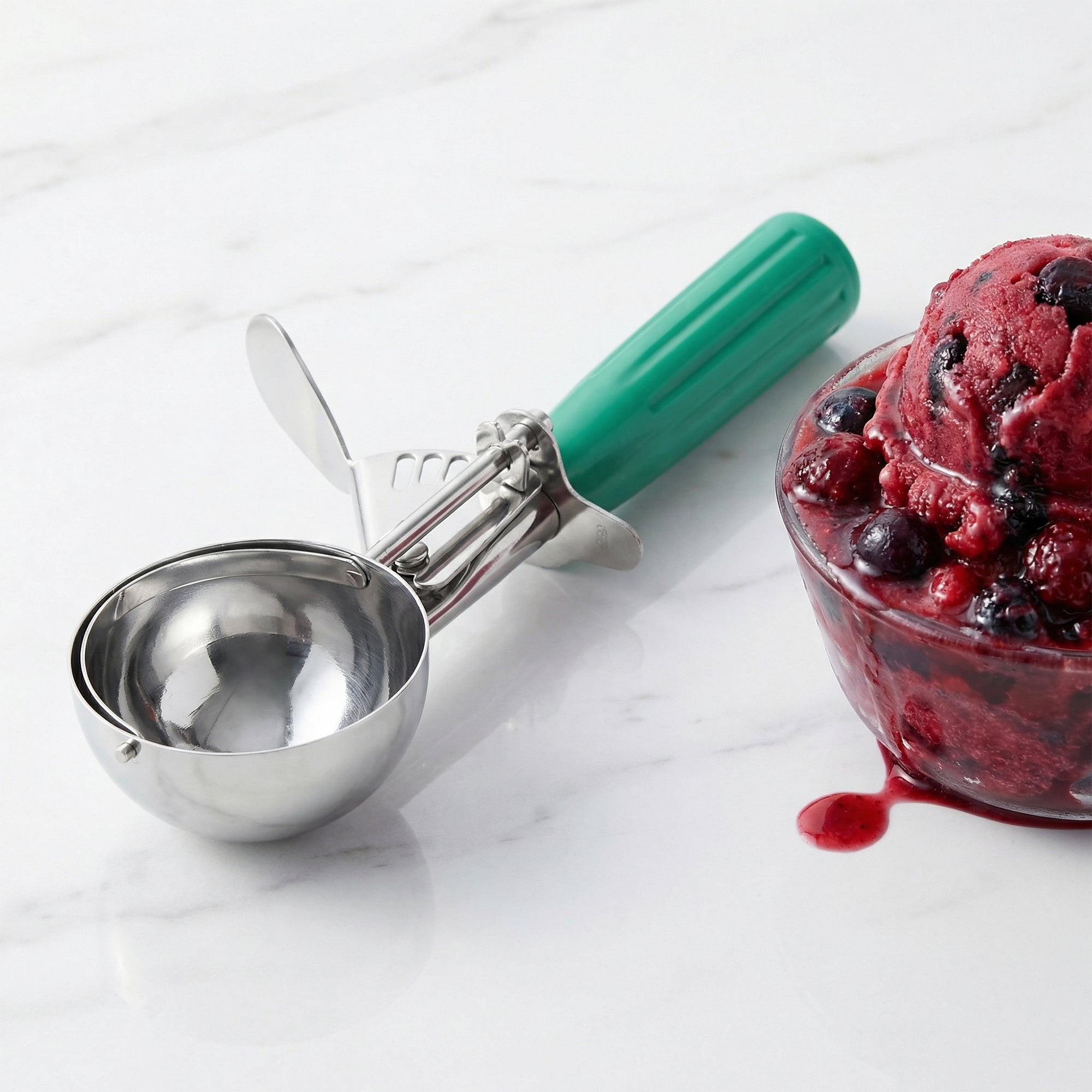 Unique Bargains Stainless Steel Ice Cream Scoop Green 8.7in