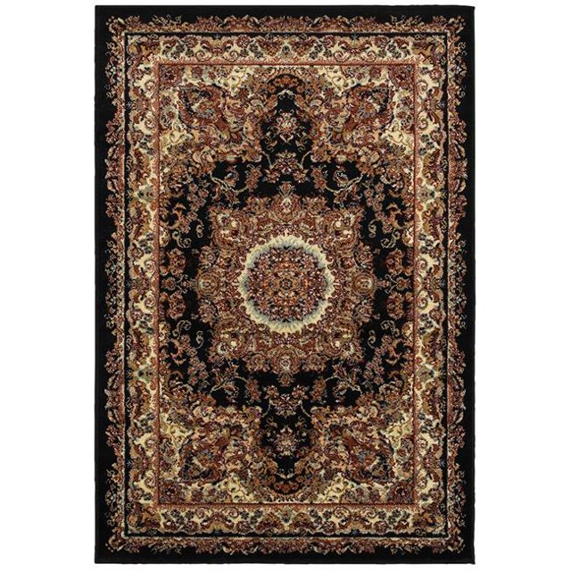 LR Resources GRAC281113BLC7595 7 ft. 5 in. x 9 ft. 5 in. Grace Rectangle Area Rug, Black & Cream