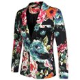 thumbnail image 2 of Chaqueta de Traje de Hombre uxcell Slim Fit estampado Floral un Botón chaqueta de Baile Deportiva Azul negro 38, 2 of 7