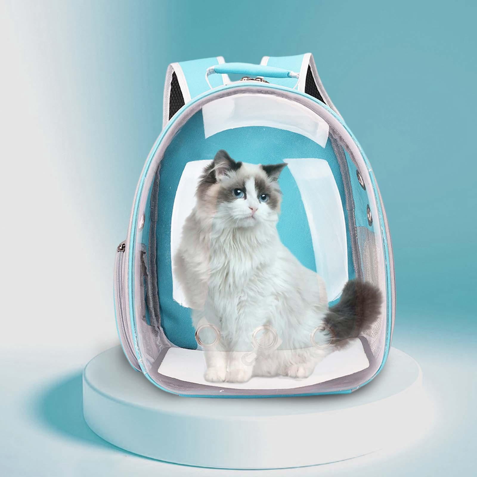 Bvdfgk Cat Carrier Backpack with Adjustable Shoulder Strap Transparent Small Dog Hiking Blue