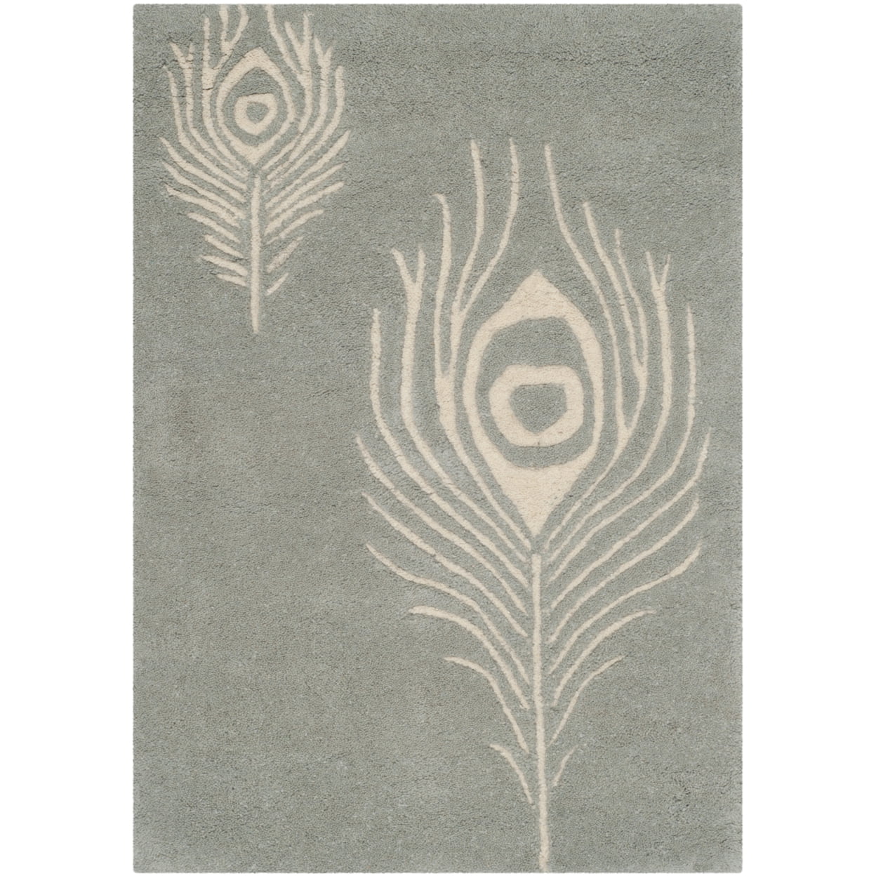 SAFAVIEH Soho Jarvis Peacock Feather Wool Area Rug, Grey/Ivory, 8' x 8' Square