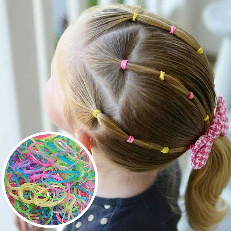 Colored Rubber Bands for Hair,TsMADDTs 1500PCS Hair Elastics No Damage for  Girls Kid Hair Braids,Small Clear Elastic Hair Ties(13mm in Width and 19mm