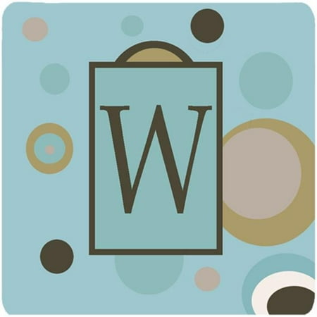 

Monogram - Blue Dots Foam Coasters Initial Letter W Set - 4