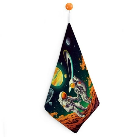 

Patifu Astronaut Alien Moon Quick-Dry Hand Towels for Countertops Bathroom Decorations Ultra-Fine Fiber Kitchen Towels 11.8x11.8in 1pcs