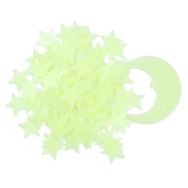 201 pegatinas luminosas de luna y estrella, decoración de pared brillante, calcomanía para habitación, adorno para el hogar para niñas, color amarillo y verde