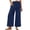 Blue, variant on Women's Cotton Linen Harem Pants High Waisted Criss-cross Waistband Trousers Relaxed Fit Cropped Wide Leg Lounge Pants with Pockets