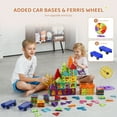 thumbnail image 3 of VEVOR Magnetic Tiles, 180 PCS Magnetic Building Blocks for Kids, Magnet Building Set with 2 Car Bases & Ferris Wheel Stand, STEM Educational Construction Stacking Toys for Toddlers Boys Girls Aged 5+, 3 of 9