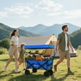 thumbnail image 2 of Outsunny Collapsible Wagon Cart with Removable Canopy and Carrying Bag, Dark Blue, 2 of 10