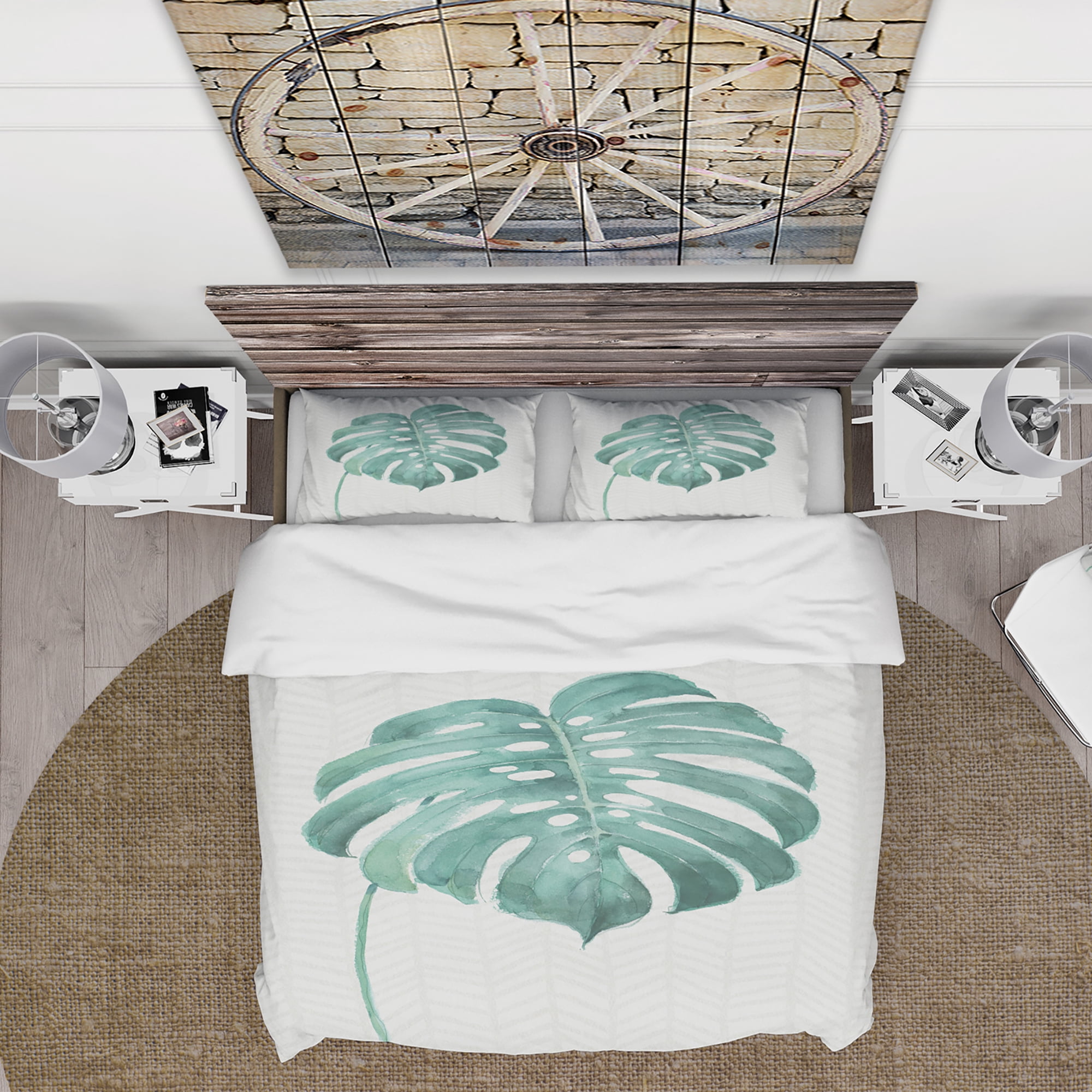 Designart 'Mixed Botanical Green Leaves VI' Cottage Duvet Cover Set