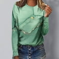 thumbnail image 2 of Pompotops Femmes Dames Col Rond Hauts Amples Décontractés T-Shirts Imprimés Blouse à Manches Longues en Solde, 2 of 5