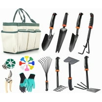 LTS EMIRA Garden Tool Set, 13 Piece Stainless Steel Heavy Duty Gardening Tool Set, with Non-Slip Rubber Grip, Storage Pocket, Ideal Garden Tool Kit Gift for Men/Women/Parent
