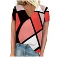 thumbnail image 2 of Fiudx Liquidación de Ahorros de Verano Blusas Informales de Manga Corta con Cuello En V y Estampado a La Moda para Mujer, 2 of 4