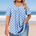 thumbnail image 5 of Jalioing Women's Short Sleeve Shirt Oversized Pleated Crew Neck T Shirt Plus Size Print Pullover Tee Summer, 5 of 6