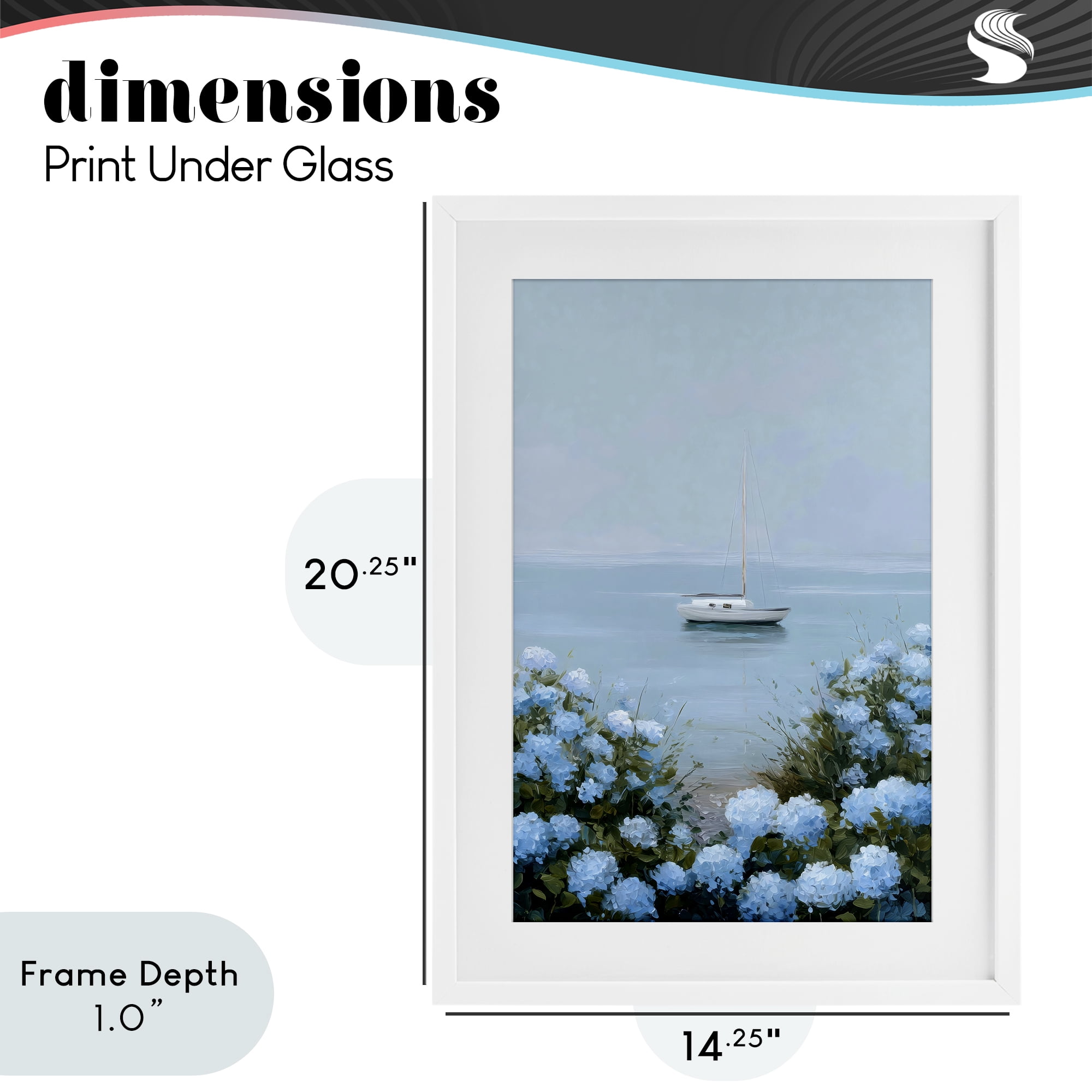 Stupell Industries Yacht in Floral Bay White Framed Print Under Glass, design by Petal Prints Design