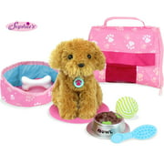 Sophia's Pets for 18" Dolls, Complete Puppy Dog Play Set, Perfect Doll Toy for 18" American Girl Dolls & More! Cuddly Dog, Leash, Carrier, Bed, Food & Play Dog Accessorie