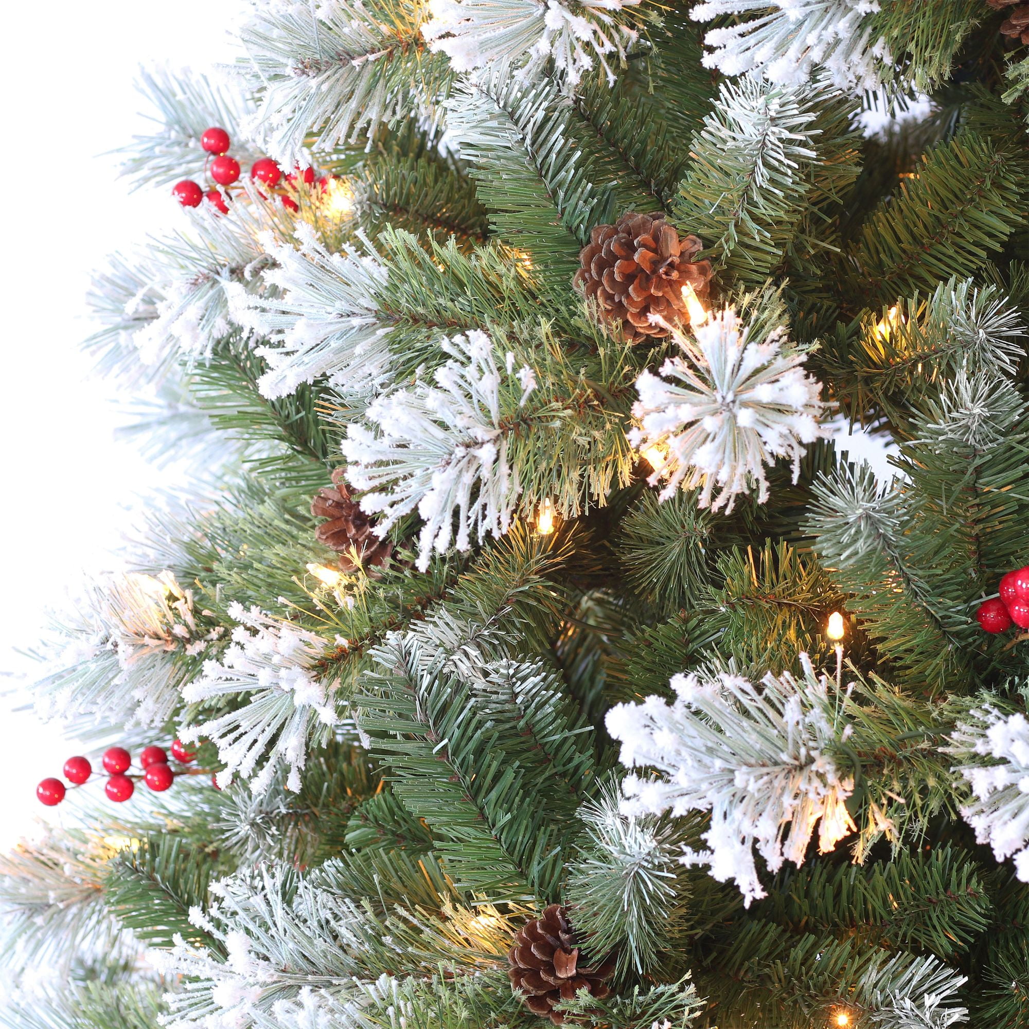 CC Christmas Decor Pre-lit Medium Flocked Pine Artificial CC Christmas Decor Pre-lit Medium Flocked Pine Artificial