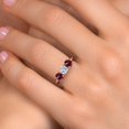 thumbnail image 4 of Gem Stone King 18K Rose Gold Plated Silver Lab Grown Diamond and Red Rhodolite Garnet Engagement Ring for Women | 1.70 Cttw | Round 5MM | Gemstone April Birthstone | Size 5, 4 of 6