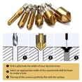 thumbnail image 4 of Juego de brocas avellanadas para metales blandos, juego de brocas de chaflán con vástago hexagonal, herramientas de perforación rápida sin vibraciones de 90 grados para carpintería (juego de 6), 4 of 6