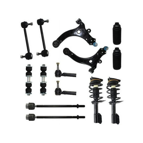 Front and Rear Strut Coil Spring Control Arm Tie Rod Kit - Compatible with 2005 - 2009 Buick LaCrosse 2006 2007 2008