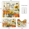 thumbnail image 2 of Fall Harvest Pumpkins Bathroom Set with Shower Curtain sets and Rugs and Accessories Birds Leaves Butterflies Sunflowers Maple Leaves Shower Curtain Set Bathroom Decor 3 Pcs, 2 of 7
