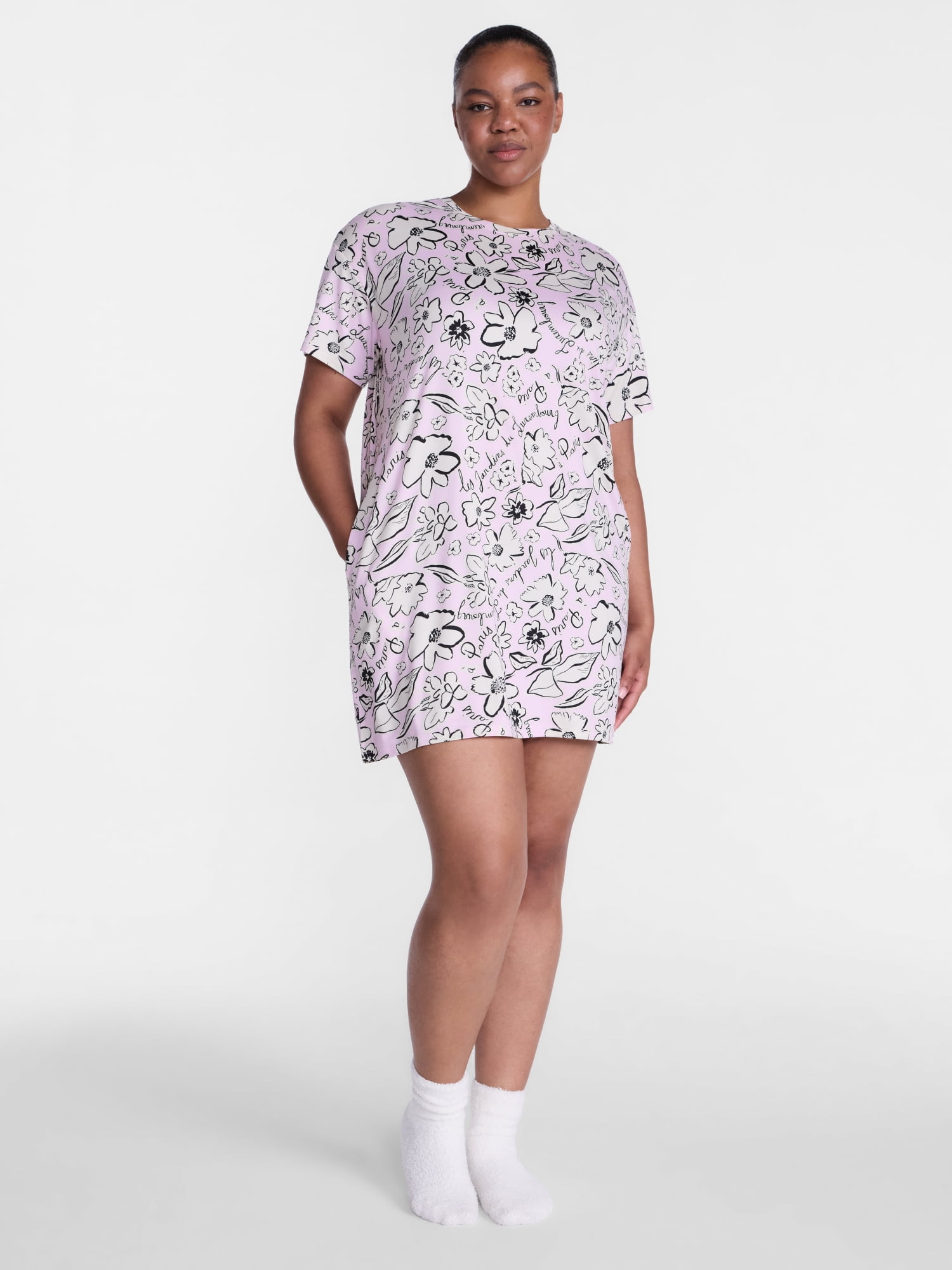 Joyspun Women’s Dreamy Soft Collection Short Sleeve Sleep Shirt, Sizes S/M to 2X/3X