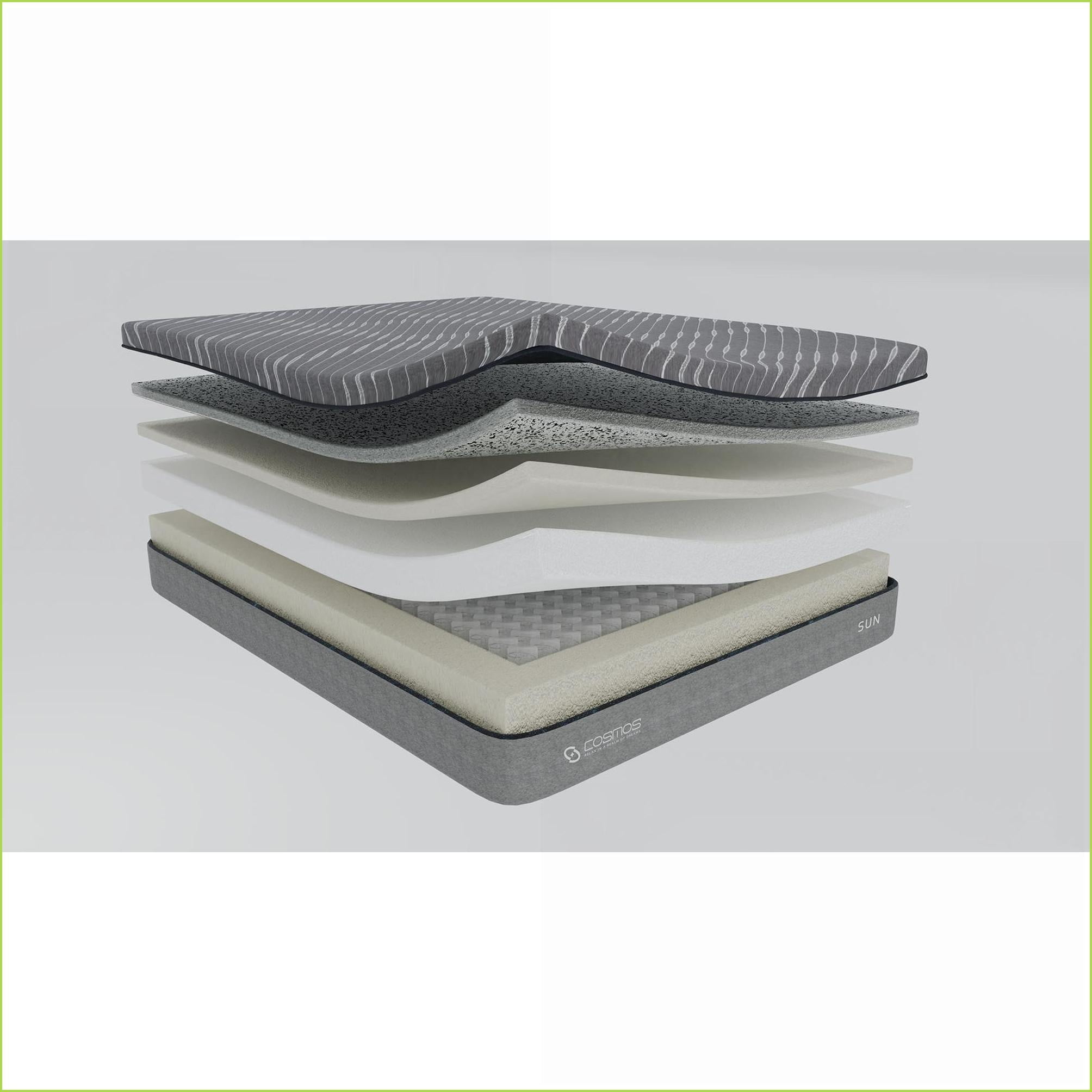 Mattresses, 14'' King Hybrid Mattress with Soft Waterfall Cover | Foam+Spring | Light Gray
