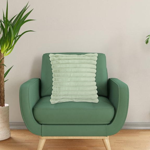 HONMEET Plush Green Sofa Throw Pillow Cover for Home Decor, Soft Decorative Cushion Cover for Living Room