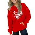 thumbnail image 2 of Thetops Big Girls Hoodie 7T Red, 100% Polyester Heart Print, Durable Easy Care with Kangaroo Pocket, Cute Stylish for Everyday & School, 2 of 4