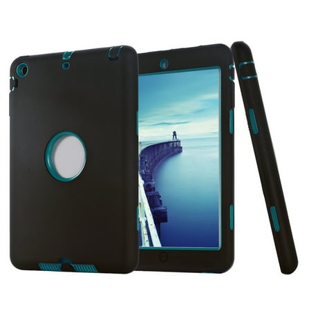 Ipad Mini Case Silicone TKOOFN 3 In 1 Full Protection Armor Protective Anti-slip Soft Silicone Hybrid Shockproof Case Cover For iPad Mini 1/2/3 ()