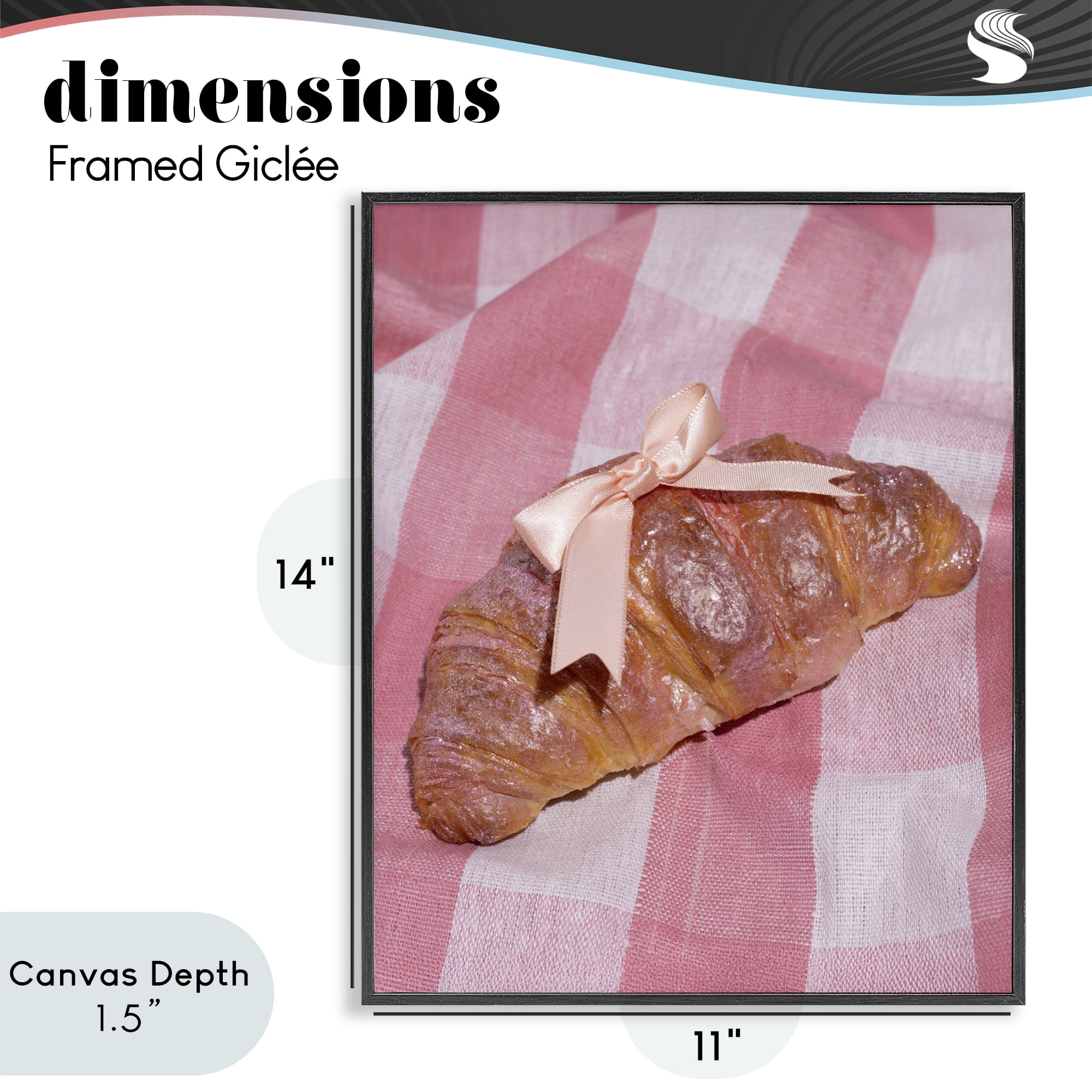 Stupell Industries Glam Ribbon Croissant Black Framed Giclee Art, design by LISH Creative