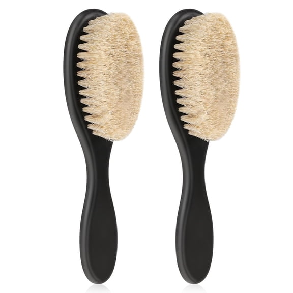 OPALESQUE 2pcs Slick Back Hair Brush,Soft Bristle Smoothing Hair Brushes for Women,Curly Hair Detangling,Restores Shine, Beard Brush for Men, Professional Barber Accessories
