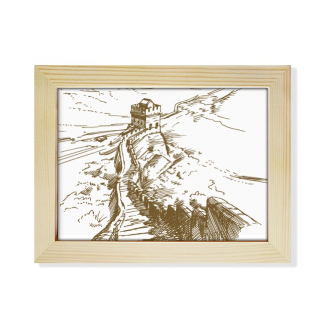 La Gran Muralla China Landmark sketch Escritorio de madera Arte Pintura 6x8 pulgadas marco de foto foto