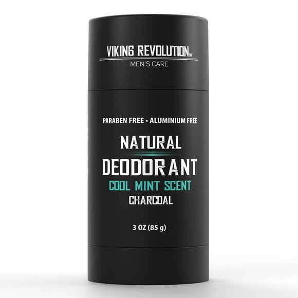Viking Revolution Cool Mint Deodorant for Men - Natural Deodorant for Men Charcoal Deodorant Men with Shea Butter, Coconut Oil, Baking Soda, Beeswax - Mens Deodorant Aluminum Free (3oz)