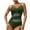 Army Green, variant on Womens One-Piece Swimsuit with Crossover Neckline & Ruffled Shoulder Straps, Form-Fitting Elastic Swimwear Blue M