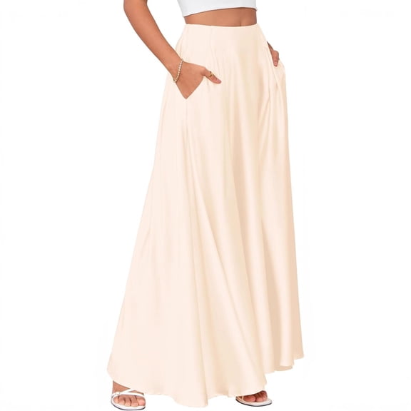 Womens Full Length Formal Maxi Skirt, Satin A line Skirt Trendy Dress Perfect for Special Evening to Party Guest Prom Party Outfits