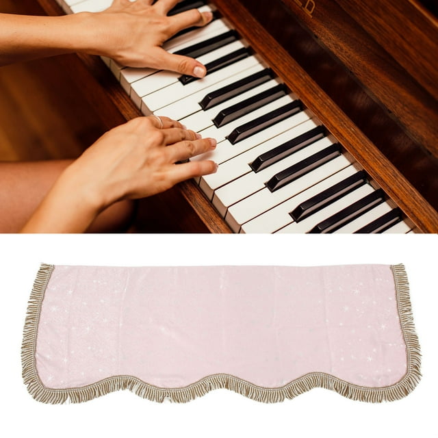 Cloth, Piano Top Cover Scratch Multifunctional Golden Velvet With Tassels For 88 Key Electronic Pianos