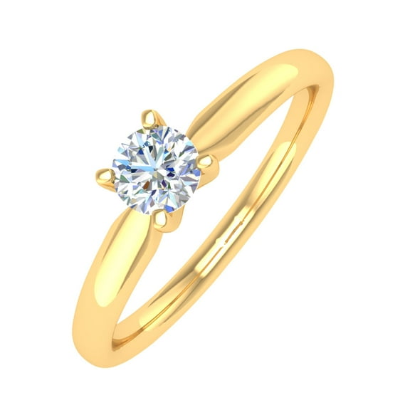 1/4 Carat 4-Prong Set Solitaire Diamond Engagement Ring Band in 10K Yellow Gold (Ring Size 5.5)