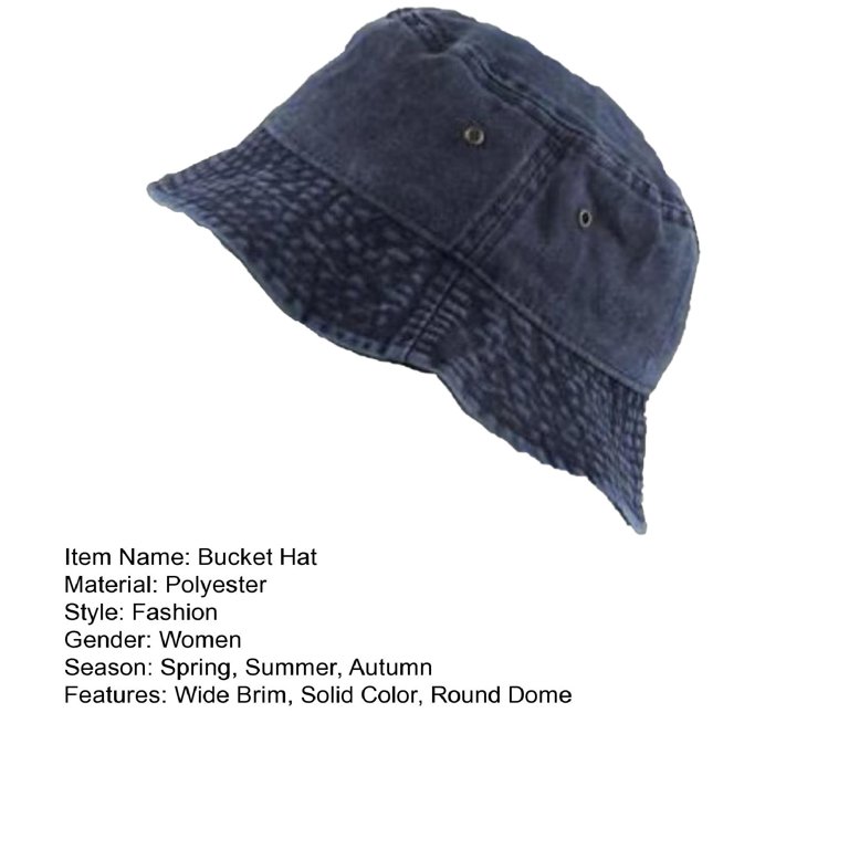 Denim Bucket Hat Cotton Polyester Unisex Sun Cap Beach Travel Amazon.com: Bucket Hat, Wide Brim Washed Denim Cotton  main image 3