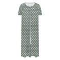 thumbnail image 4 of Tnhcen Women's Zip Up Robe Long Length Pajama Dress Polka Dot Print Cozy Fleece Loungewear with Pockets Soft Sleepwear S-2XL Gray, 4 of 7
