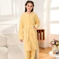 thumbnail image 2 of HNMKIU Girls Pajamas Autumn Winter Baby Coral Dress Home Wear Girls Robe for Children Yellow,5-6 Years, 2 of 3