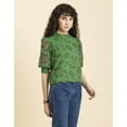 thumbnail image 2 of MoomayaWomens PrintedTurtle Neck Top,Cuffed QuarterSleeves Summer Chic Tops, 2 of 7